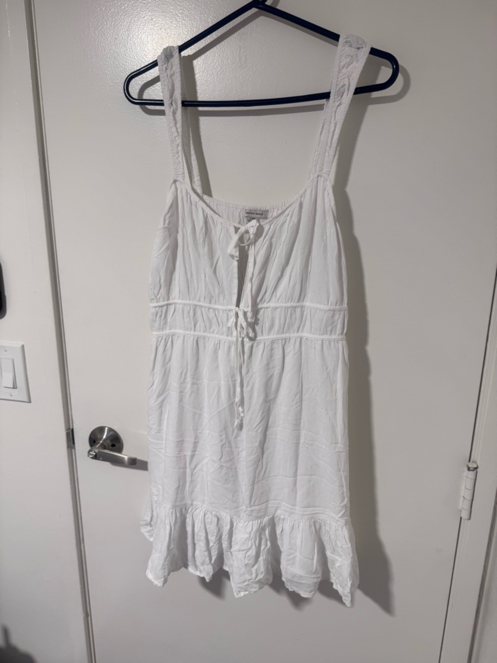 American Eagle White Cotton Tie-Front Sundress